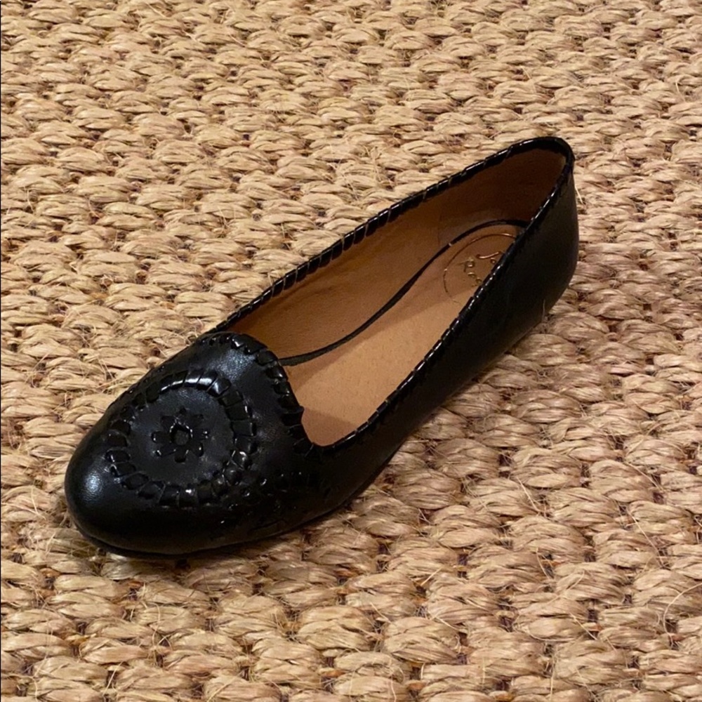 Black Leather Jack Rogers Waverly Flats